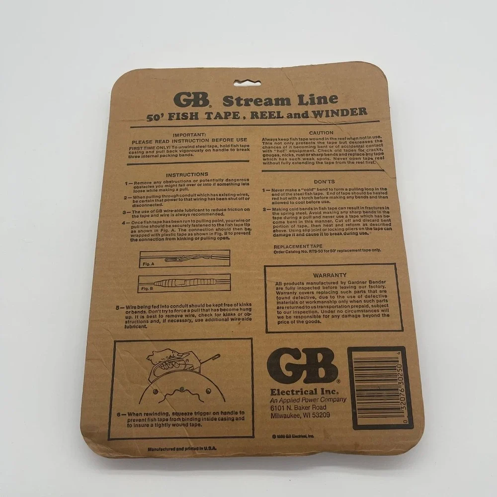 GB Stream Line 50' Steel Fish Tape FTS-50B Wire Puller New in Package